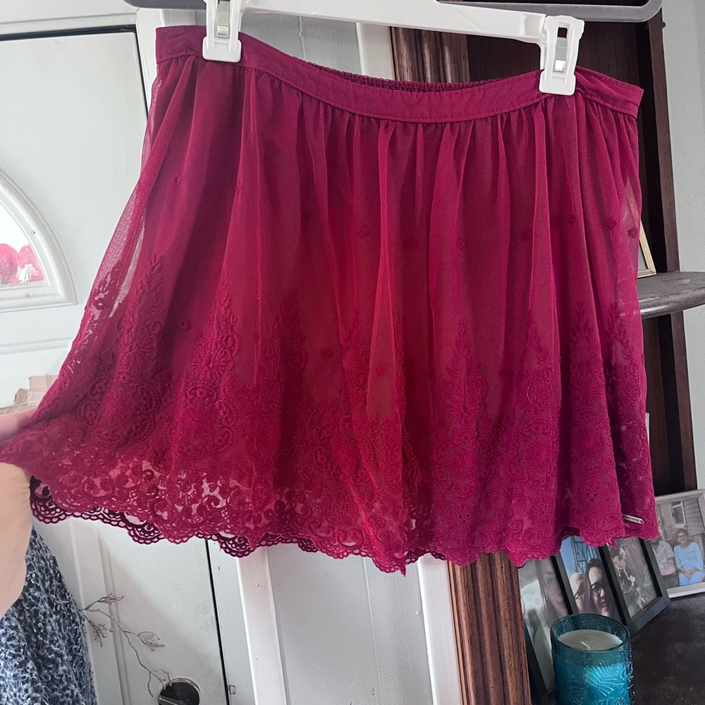 Lace and Tulle Embroidered Mini Skirt